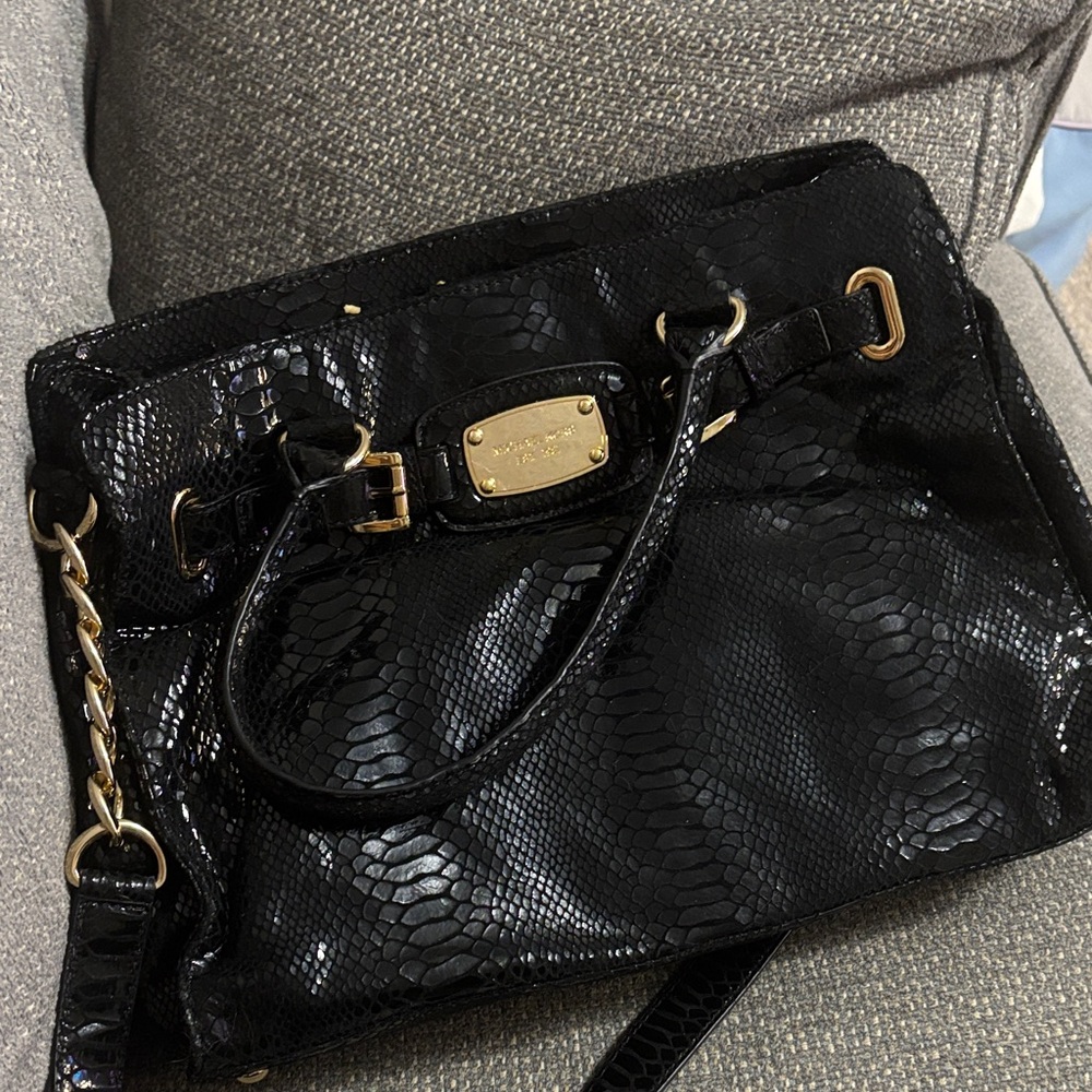 Michael Kors Black Snakeskin Shoulder Bag